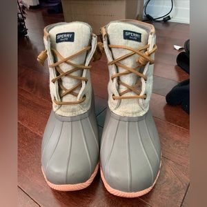 Sperry Gray and Tan Winter Rain Boots